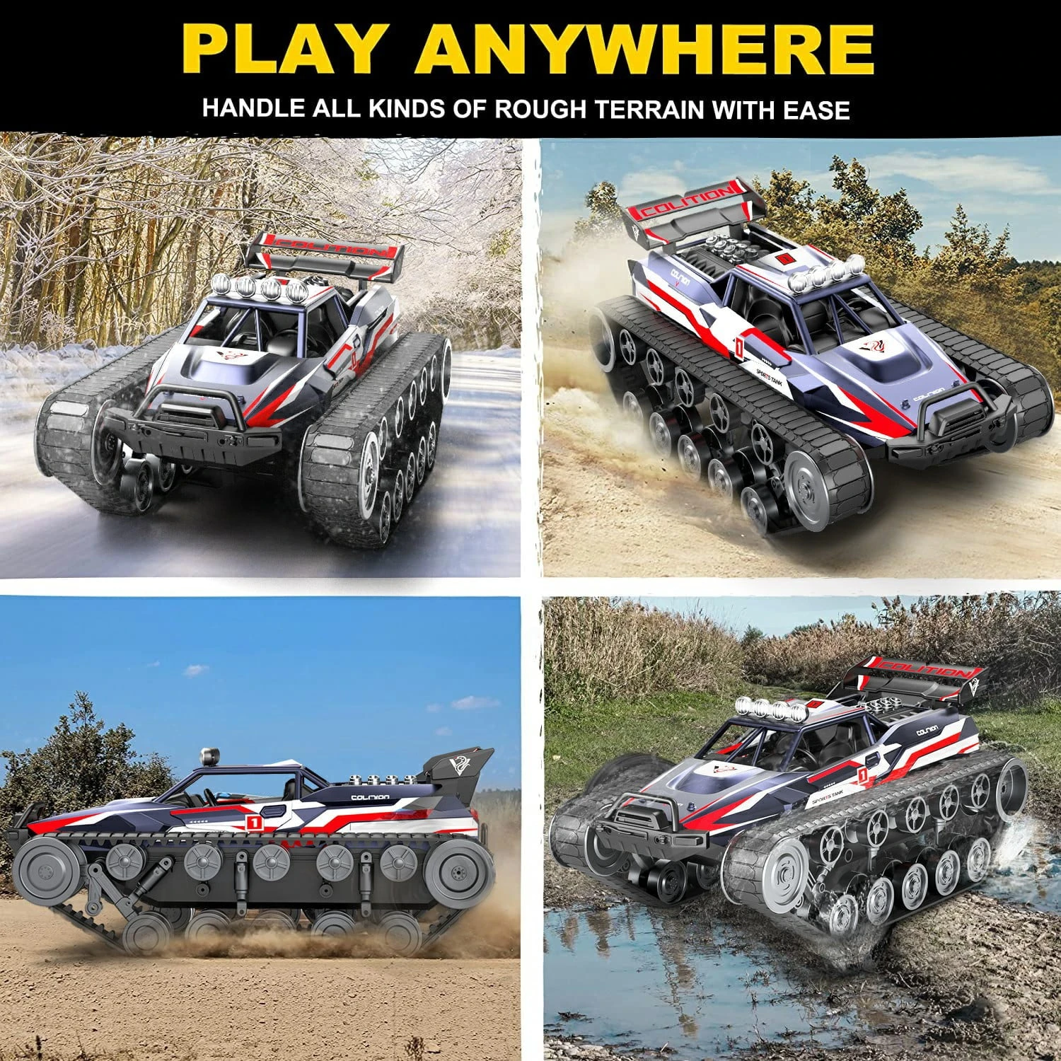 4WD RC Tank 360° Rotation Spray Tank Alloy 2.4G Remote Control Crawler Tank 8 4WD RC Tank 360° Rotation Spray Tank Alloy 2.4G Remote Control Crawler Tank - Image 8