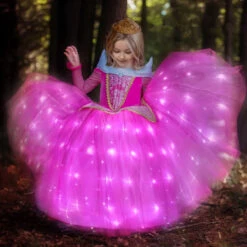 Aurora Costumes Princess Light Up Dress Kids Party Dress LED Birthday Dress