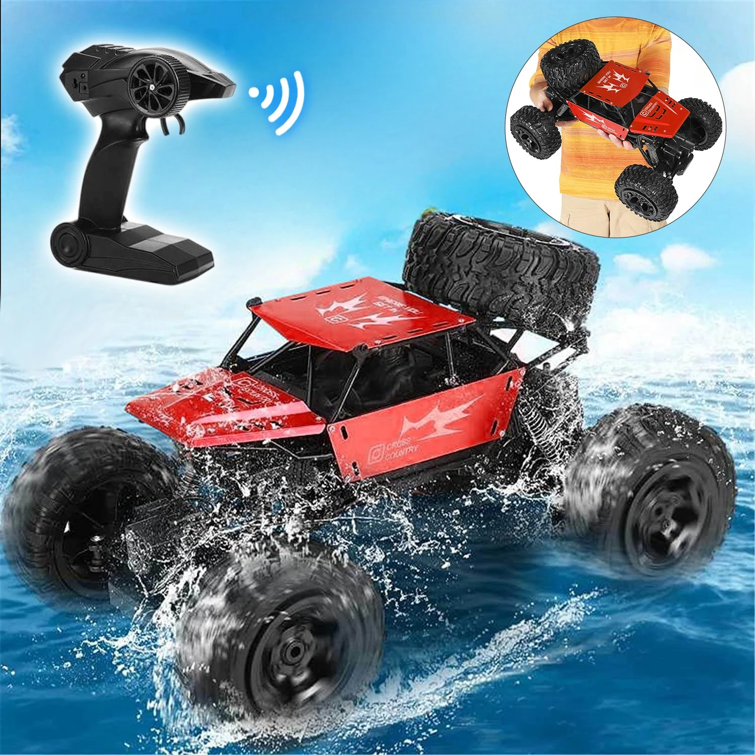Big Amphibious RC Truck 1/8 Scale Waterproof Remote Control Car 4WD Off-road Truck IP66 Water Monster Vehicle 4 Big Amphibious RC Truck 1/8 Scale Waterproof Remote Control Car 4WD Off-road Truck IP66 Water Monster Vehicle - Image 4