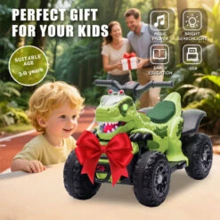 12V Dinosaur Kids Ride-on Car Bluetooth Dual Drive Electric Cars With Rechargeable Battery -Sun Baby Sales Store 12V Dinosaur Ride on ATV Electric Car 2 d1d27bdf aa67 4926 b467 6413af537550