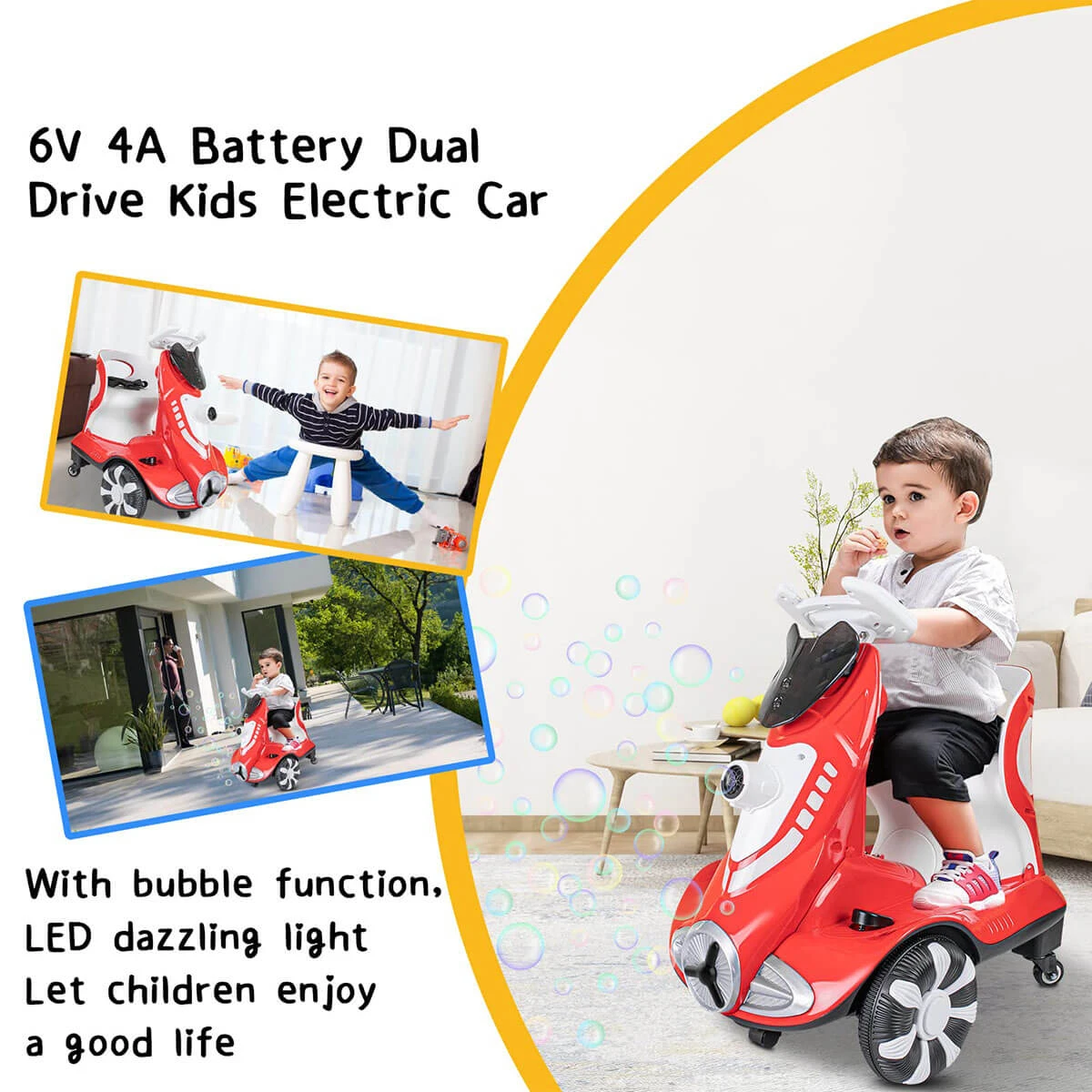 Electric Scooter Anti-Rollover Electric Car Kids Bubble Car Dual Drive With Light & Music 7 Electric Scooter Anti-Rollover Electric Car Kids Bubble Car Dual Drive With Light & Music - Image 7