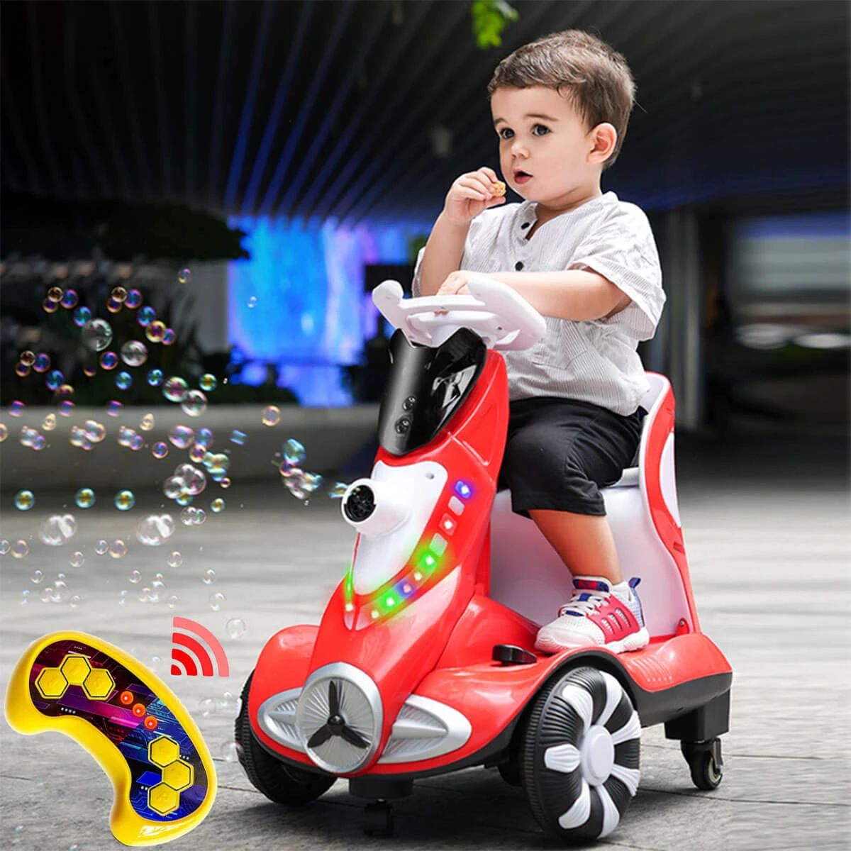 Electric Scooter Anti-Rollover Electric Car Kids Bubble Car Dual Drive With Light & Music 1 Electric Scooter Anti-Rollover Electric Car Kids Bubble Car Dual Drive With Light & Music