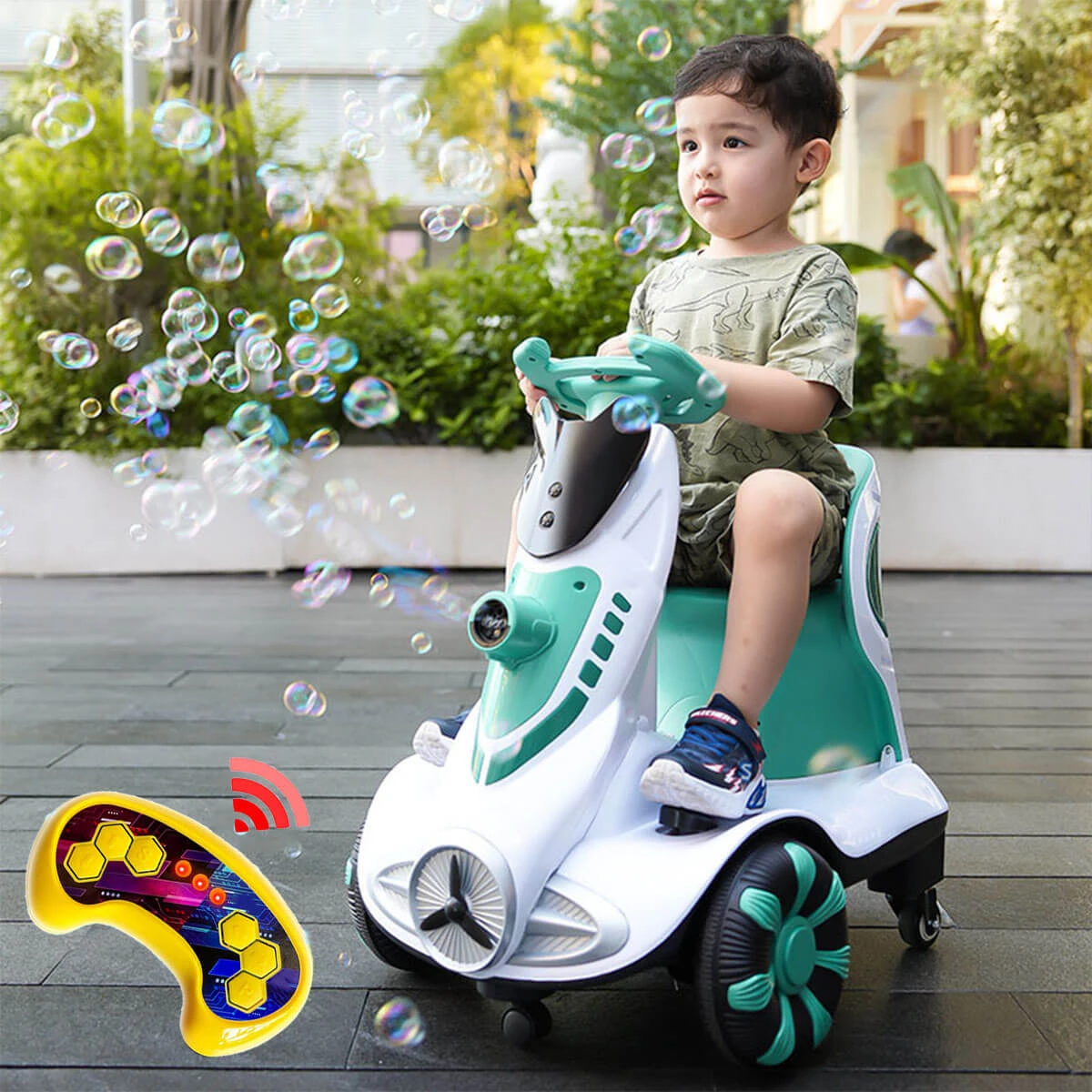 Electric Scooter Anti-Rollover Electric Car Kids Bubble Car Dual Drive With Light & Music 4 Electric Scooter Anti-Rollover Electric Car Kids Bubble Car Dual Drive With Light & Music - Image 4