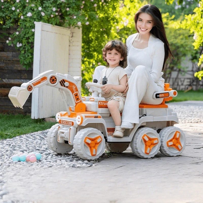 12V Kids Electric Excavator Four Drive Ride On Car Two Seats Excavator With Music Light 2 12V Kids Electric Excavator Four Drive Ride On Car Two Seats Excavator With Music Light - Image 2