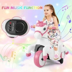 12V Kids Ride-On Toy With Training Wheels Dual Riding Modes Music Safety Horse Toy For Girls 13 12V Kids Ride-On Toy With Training Wheels Dual Riding Modes Music Safety Horse Toy For Girls -Sun Baby Sales Store 12V Kids Ride On Toy with Training Wheels 2
