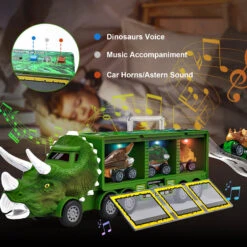 14-in-1 Kids Dinosaur Toys With Light Music Sound A Big Dinosaur Truck And 3 Dino Cars 3 Dinos -Sun Baby Sales Store 14 in 1 Dinosaur Carrier Truck 3