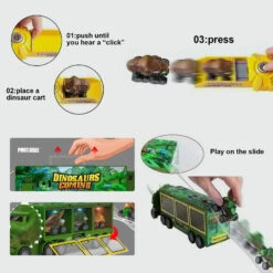 14-in-1 Kids Dinosaur Toys With Light Music Sound A Big Dinosaur Truck And 3 Dino Cars 3 Dinos -Sun Baby Sales Store 14 in 1 Dinosaur Carrier Truck 5