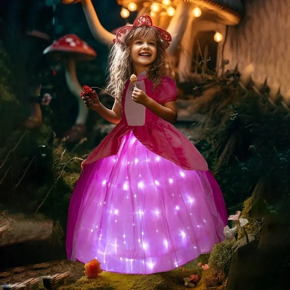 Princess Peaches Costume Light Up Dress Girls Princess Dress Birthday Dress 1 Princess Peaches Costume Light Up Dress Girls Princess Dress Birthday Dress