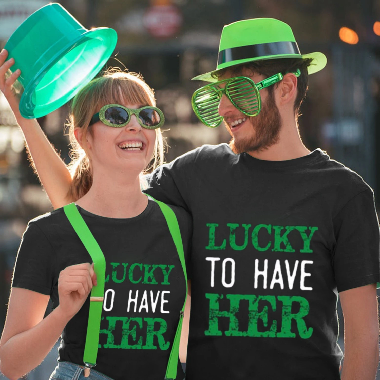 Couples Saint Patricks Day T-shirt And Hat Lucky Green Costume Irish Festival Outfit 2 Couples Saint Patricks Day T-shirt And Hat Lucky Green Costume Irish Festival Outfit - Image 2