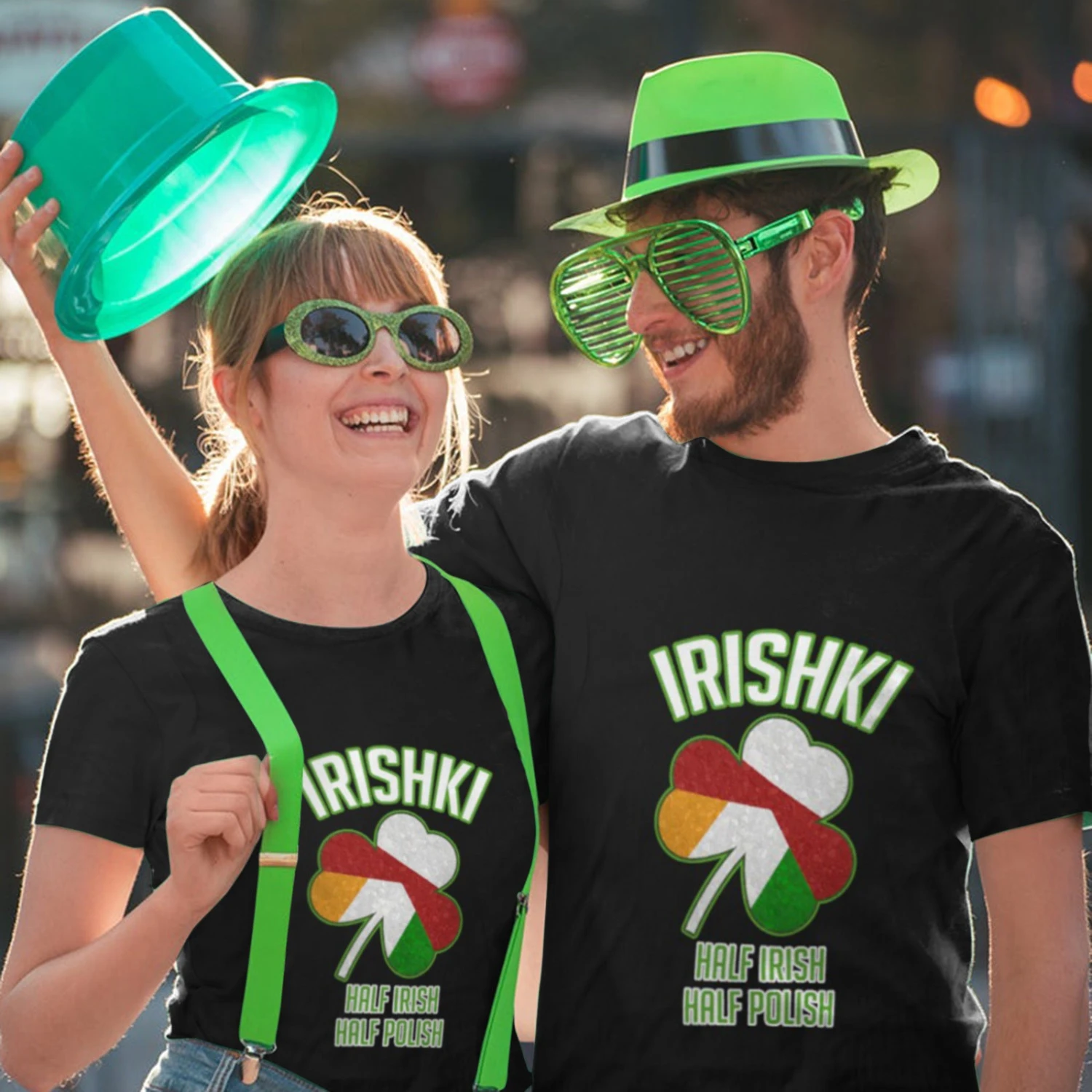 Couples Saint Patricks Day T-shirt And Hat Lucky Green Costume Irish Festival Outfit 4 Couples Saint Patricks Day T-shirt And Hat Lucky Green Costume Irish Festival Outfit - Image 4