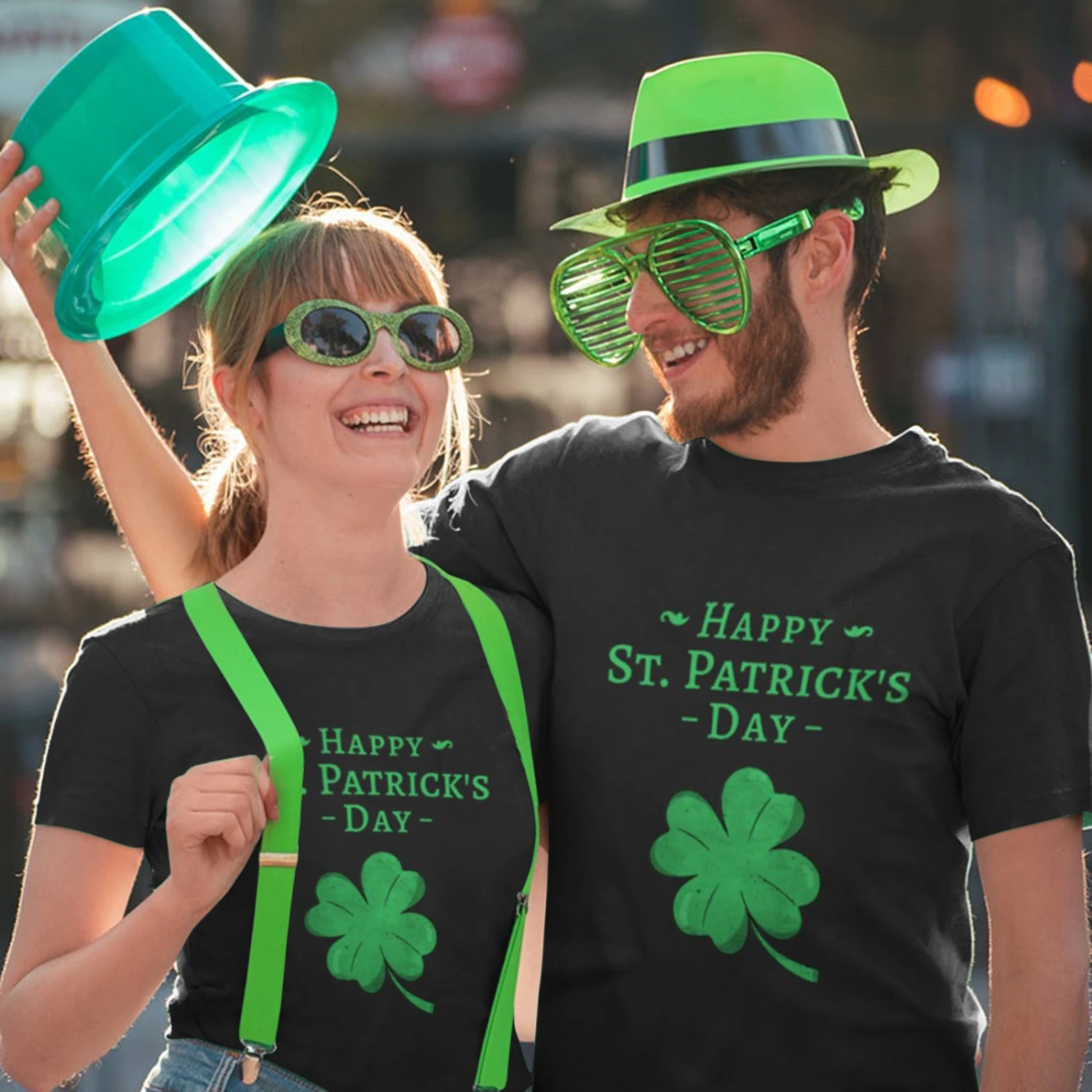 Couples Saint Patricks Day T-shirt And Hat Lucky Green Costume Irish Festival Outfit 5 Couples Saint Patricks Day T-shirt And Hat Lucky Green Costume Irish Festival Outfit - Image 5