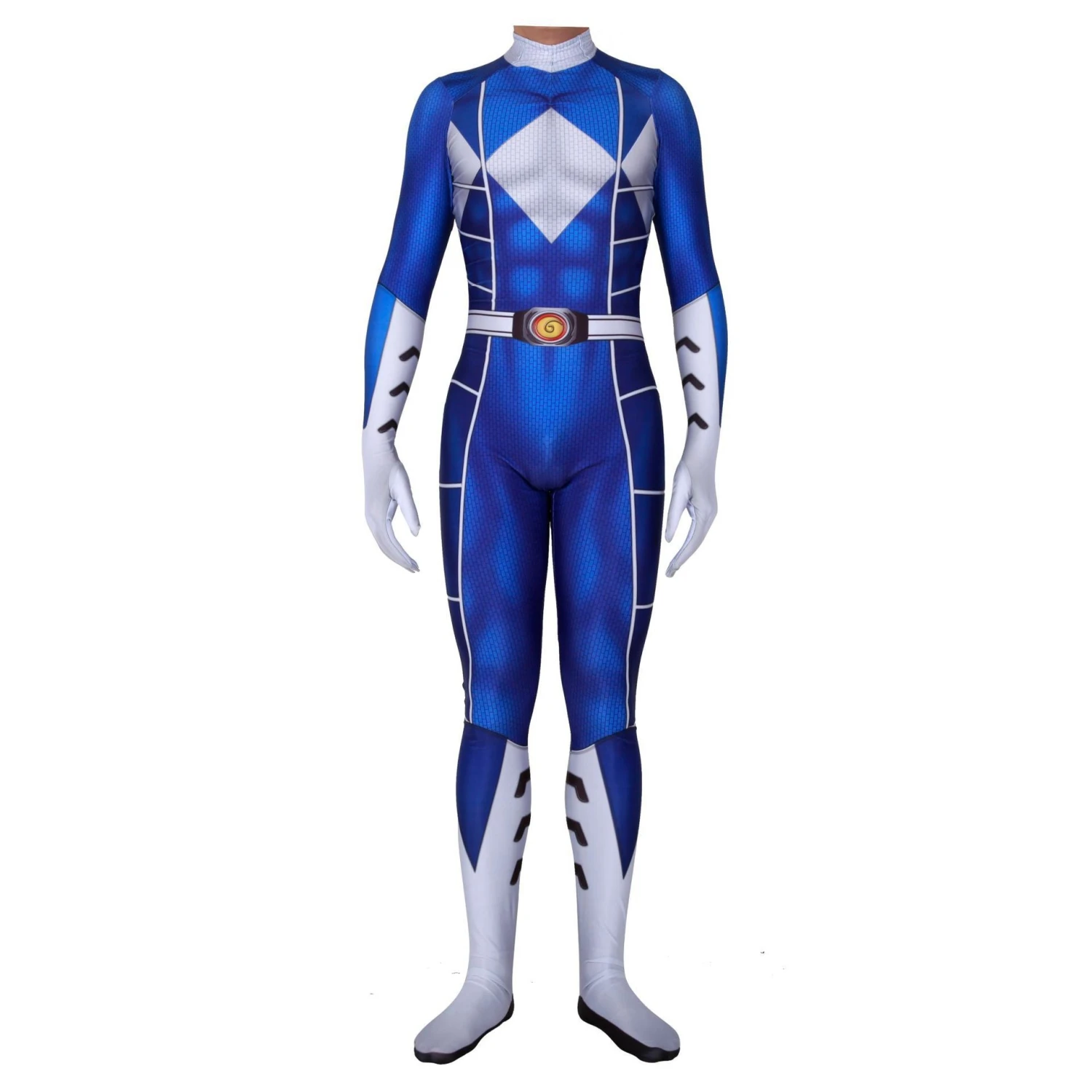 Adult Dino Ranger Outfit Unisex Blue Hero Costume For Halloween Cosplay 2 Adult Dino Ranger Outfit Unisex Blue Hero Costume For Halloween Cosplay - Image 2