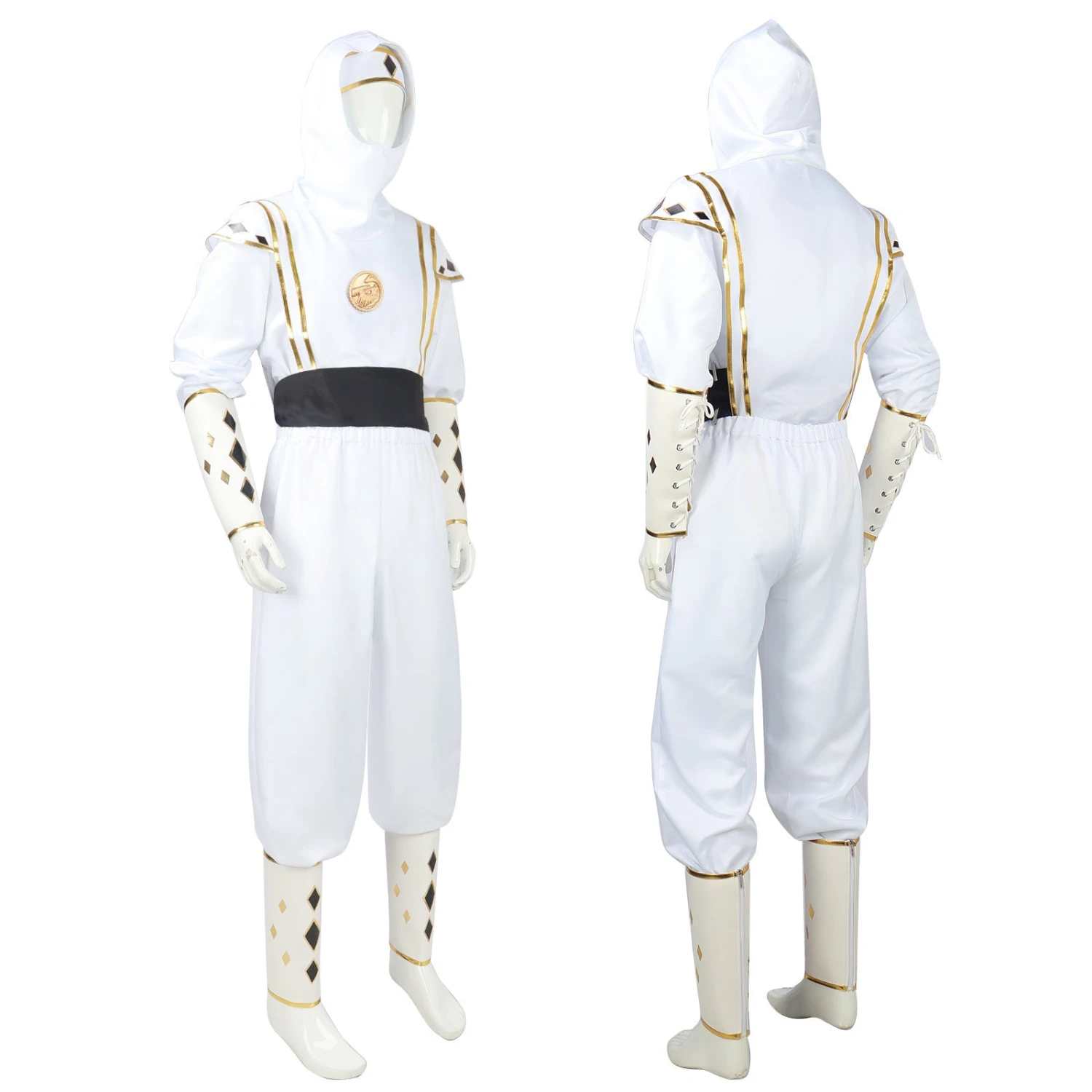 Adult White Dino Ranger Costume MMPR Tommy Oliver Ninja Cosplay Uniform 4 Adult White Dino Ranger Costume MMPR Tommy Oliver Ninja Cosplay Uniform - Image 4