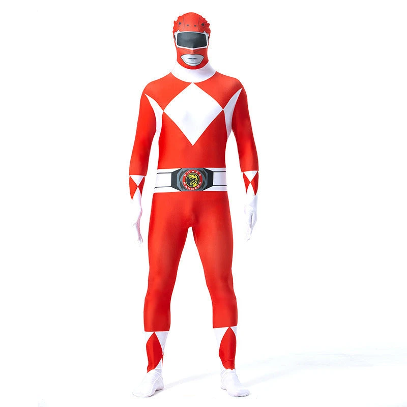 Adult Dragon Ranger Red Dino Outfit Jumpsuit With Helmet For Halloween Cosplay 2 Adult Dragon Ranger Red Dino Outfit Jumpsuit With Helmet For Halloween Cosplay - Image 2