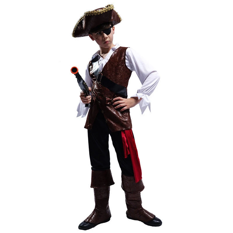 Childrens Pirate Costume Boys Fancy Pirate Dress Up Outfit For Halloween Themed Party 2 Childrens Pirate Costume Boys Fancy Pirate Dress Up Outfit For Halloween Themed Party - Image 2