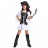 Kids Pirate Costume Girls White Halloween Pirate Dress Vest And Hat Suit