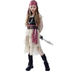 Girls Halloween Pirate Dress Childrens Pirate Costume With Vest Belt And Bandana For Cosplay 8 Girls Halloween Pirate Dress Childrens Pirate Costume With Vest Belt And Bandana For Cosplay -Sun Baby Sales Store 1748073362275otg 1747375521747