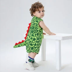 Toddler Dinosaur Costume Green Cute Baby Dino Romper For Daily Wear