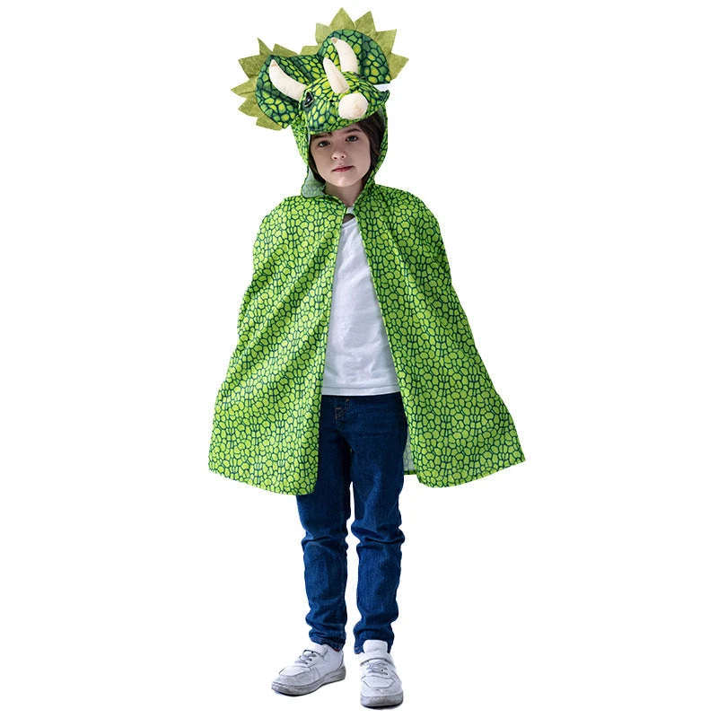 Kids Dinosaur Costume T-Rex Dino Hooded Cloak Triceratops Costume For Cosplay Party 2 Kids Dinosaur Costume T-Rex Dino Hooded Cloak Triceratops Costume For Cosplay Party - Image 2