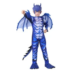 Kids Dinosaur Costume Blue Frost Dragon Jumpsuit With Tail Wing Mask For Cosplay -Sun Baby Sales Store 1748690521073tqt 1747992680518