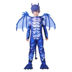 Kids Dinosaur Costume Blue Frost Dragon Jumpsuit With Tail Wing Mask For Cosplay -Sun Baby Sales Store 1748690521702vwk 1747992681163