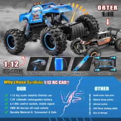1/12 RC Monster Truck 4WD Remote Control Truck Off Road Rock Crawlers All Terrain Climbing Car -Sun Baby Sales Store 1 12 RC Truck