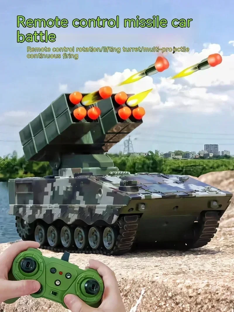 11CH Remote Control Tank 2.4G Battle Soft Bullet Tank Missile Vehicle Electric Armored Tank Toy 5 11CH Remote Control Tank 2.4G Battle Soft Bullet Tank Missile Vehicle Electric Armored Tank Toy - Image 5