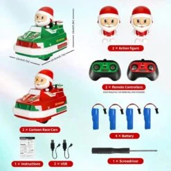2-Pack Christmas-Themed RC Bumper Cars Electronic Bump & Pop-up Game With 2 Figures Kids Remote Control Race Car -Sun Baby Sales Store 2 Pack Christmas Themed RC Bumper Cars 1 3