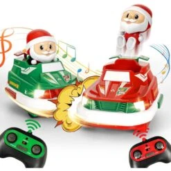 2-Pack Christmas-Themed RC Bumper Cars Electronic Bump & Pop-up Game With 2 Figures Kids Remote Control Race Car