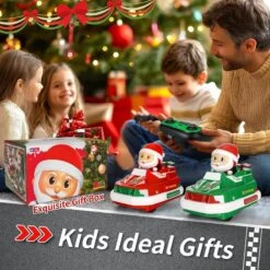 2-Pack Christmas-Themed RC Bumper Cars Electronic Bump & Pop-up Game With 2 Figures Kids Remote Control Race Car -Sun Baby Sales Store 2 Pack Christmas Themed RC Bumper Cars 1 5