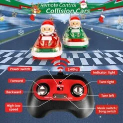 2-Pack Christmas-Themed RC Bumper Cars Electronic Bump & Pop-up Game With 2 Figures Kids Remote Control Race Car -Sun Baby Sales Store 2 Pack Christmas Themed RC Bumper Cars 1 6