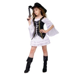 Kids Pirate Costume Girls White Halloween Pirate Dress Vest And Hat Suit 10 Kids Pirate Costume Girls White Halloween Pirate Dress Vest And Hat Suit -Sun Baby Sales Store 2 3947ec90 7b60 43f0 a7ff 05536dc0360d