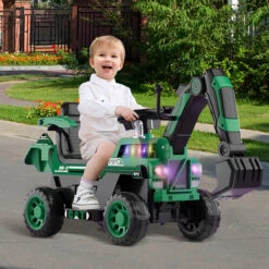 3-in-1 Kids Ride On Excavator Outdoor Indoor Ride-On Car With Front Loader Digger & Light Music -Sun Baby Sales Store 3 in 1 Childs Ride On Excavator Push Car 3