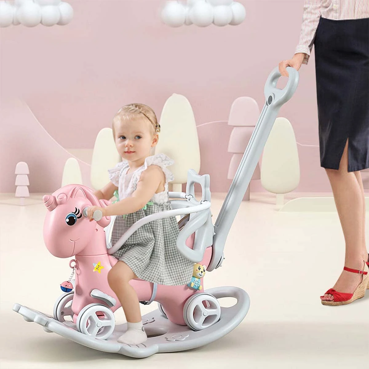 4-in-1 Baby Rocking Horse Cute Unicorn Toddler Ride Toy Detachable Push Handle Sliding Car For Boys Girls 1 4-in-1 Baby Rocking Horse Cute Unicorn Toddler Ride Toy Detachable Push Handle Sliding Car For Boys Girls