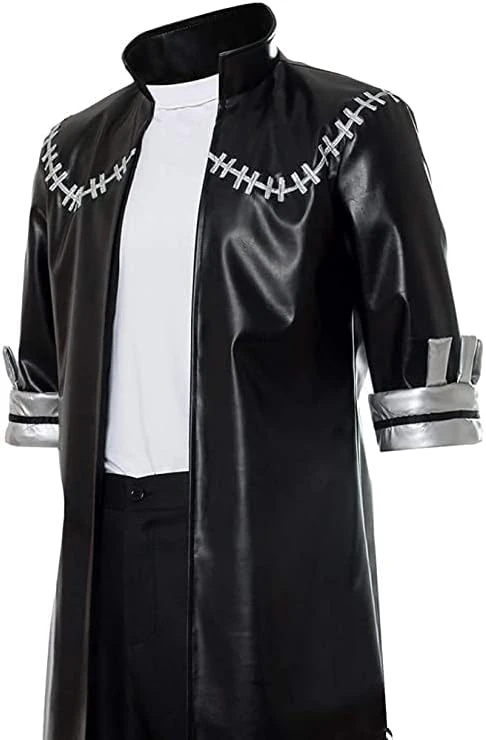 Mens Dabi Costume Villain Blueflame Outfit PU Leather Coat Pants And T-shirt 3pcs Suit 5 Mens Dabi Costume Villain Blueflame Outfit PU Leather Coat Pants And T-shirt 3pcs Suit - Image 5