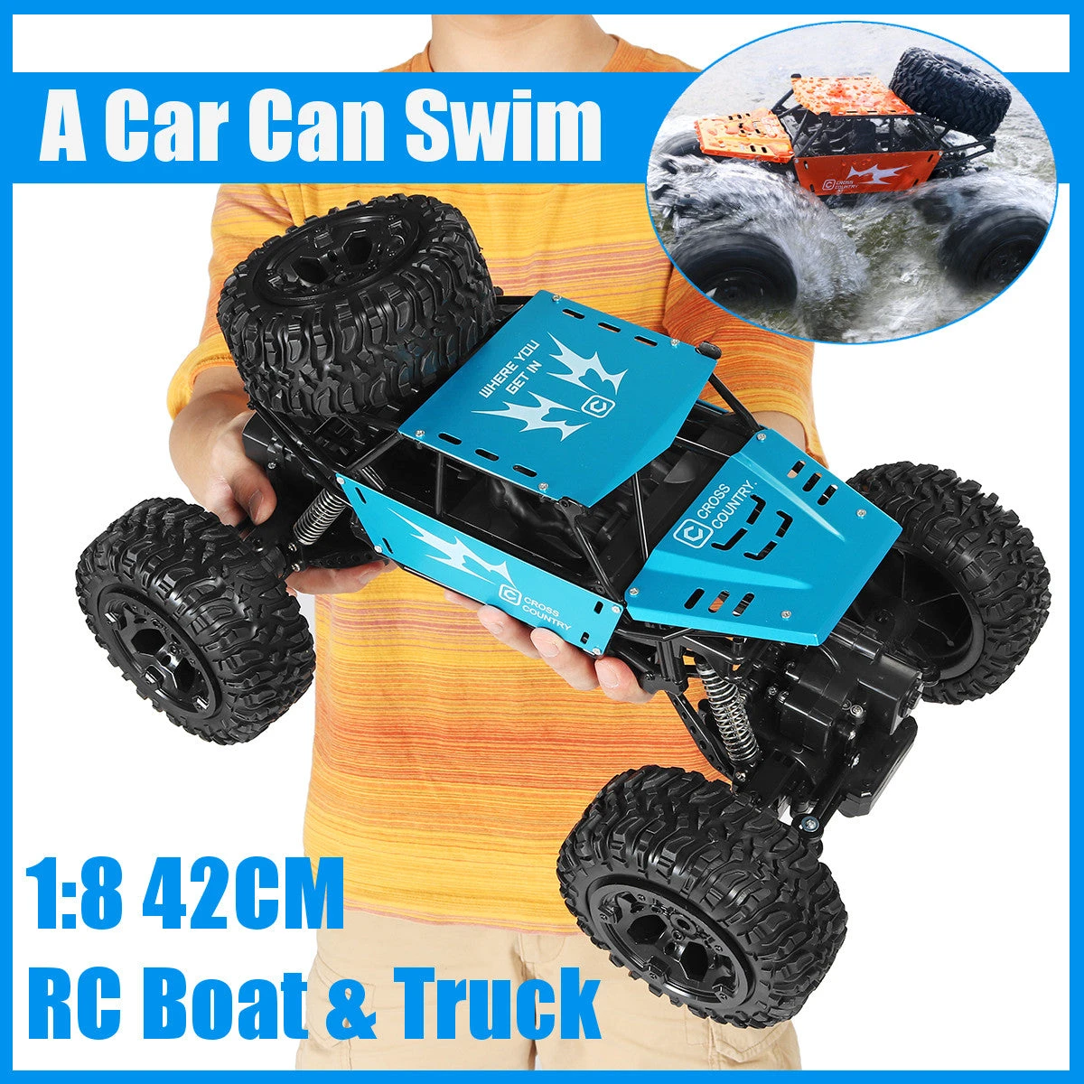 Big Amphibious RC Truck 1/8 Scale Waterproof Remote Control Car 4WD Off-road Truck IP66 Water Monster Vehicle 6 Big Amphibious RC Truck 1/8 Scale Waterproof Remote Control Car 4WD Off-road Truck IP66 Water Monster Vehicle - Image 6