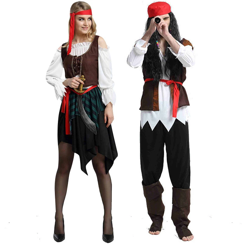 Adult Pirate Costume Couples Sexy Women Pirate Dress Men Pirate Outfit For Halloween Carnival 1 Adult Pirate Costume Couples Sexy Women Pirate Dress Men Pirate Outfit For Halloween Carnival
