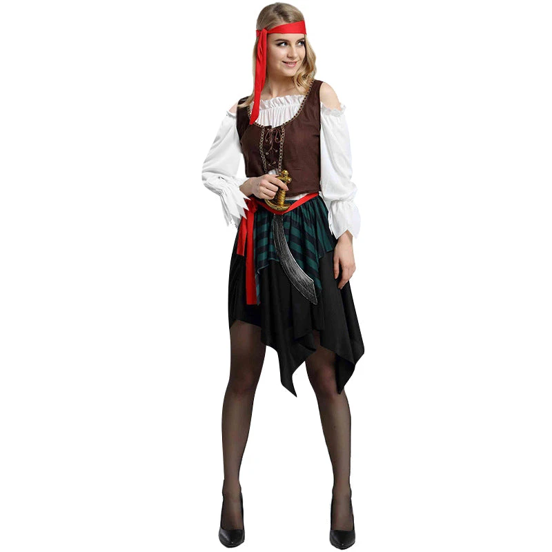 Adult Pirate Costume Couples Sexy Women Pirate Dress Men Pirate Outfit For Halloween Carnival 2 Adult Pirate Costume Couples Sexy Women Pirate Dress Men Pirate Outfit For Halloween Carnival - Image 2