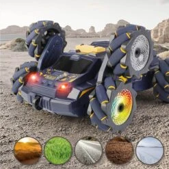 6 Wheels RC Car 2.4G Spray RC Stunt Car Swing Arm Drift Vehicle With Light -Sun Baby Sales Store 6 Wheels Spray RC Stunt Car 10