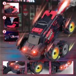 6 Wheels RC Car 2.4G Spray RC Stunt Car Swing Arm Drift Vehicle With Light -Sun Baby Sales Store 6 Wheels Spray RC Stunt Car 13