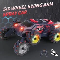 6 Wheels RC Car 2.4G Spray RC Stunt Car Swing Arm Drift Vehicle With Light -Sun Baby Sales Store 6 Wheels Spray RC Stunt Car 9