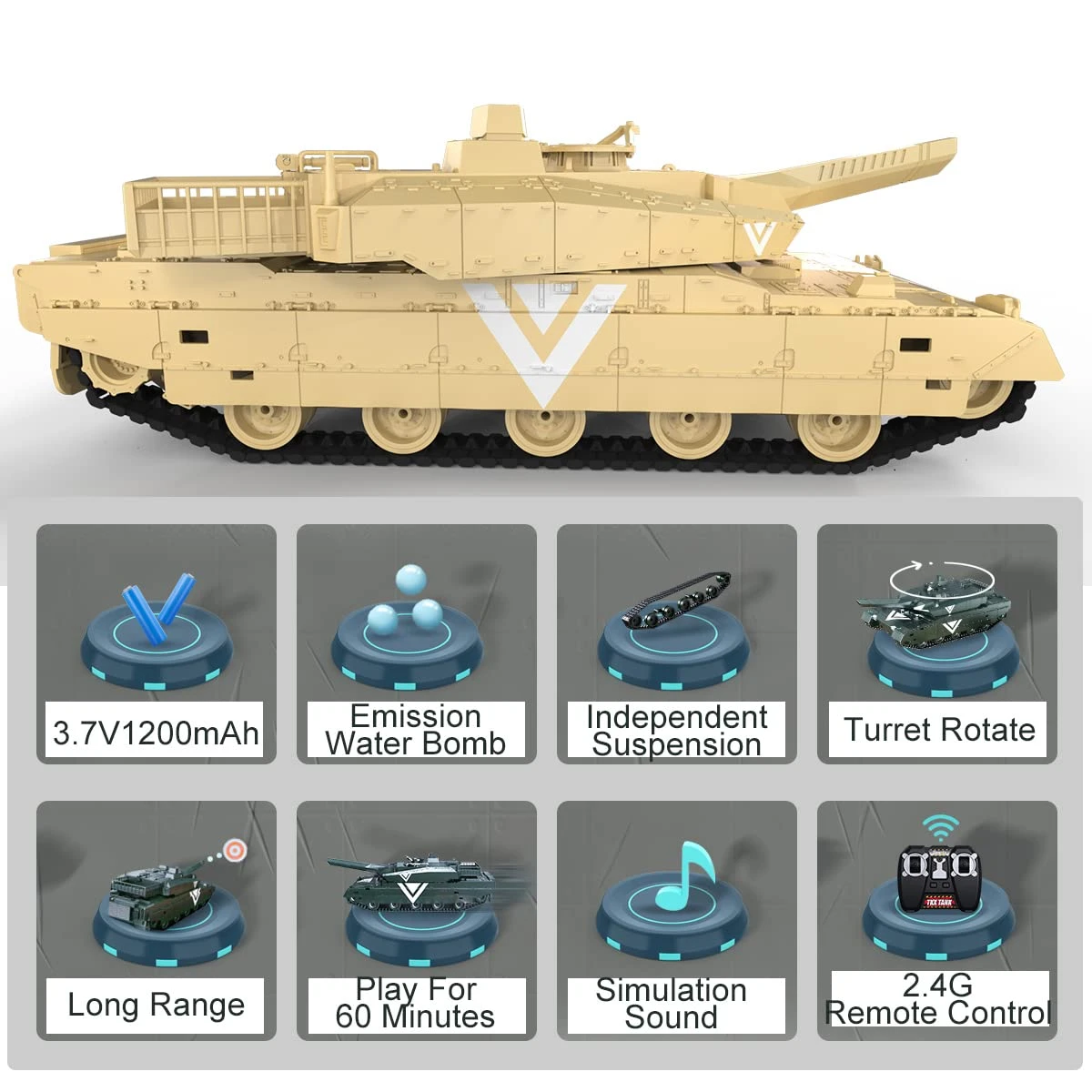 12CH Remote Control Tank 360° Rotation Water Bullets Tank 4WD Tracked Combat Vehicles 7 12CH Remote Control Tank 360° Rotation Water Bullets Tank 4WD Tracked Combat Vehicles - Image 7