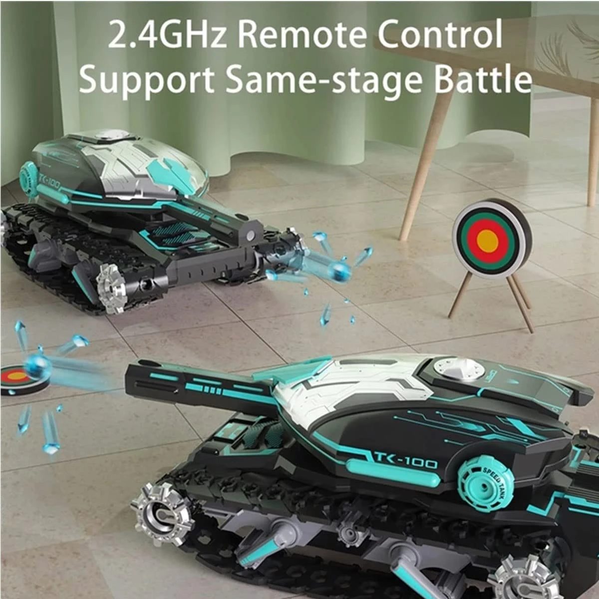 2.4G Remote Control Tank Water Bomb Car Tracked Battle Tank Car Two Controls For Kids 4 2.4G Remote Control Tank Water Bomb Car Tracked Battle Tank Car Two Controls For Kids - Image 4