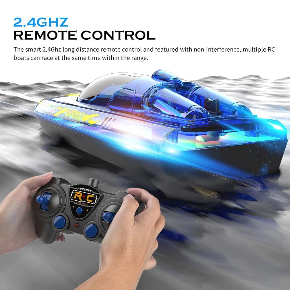 Remote Control Speedboat 15KM/H Waterproof Electric Colorful Boat Water Toy For Kids 6 Remote Control Speedboat 15KM/H Waterproof Electric Colorful Boat Water Toy For Kids - Image 6