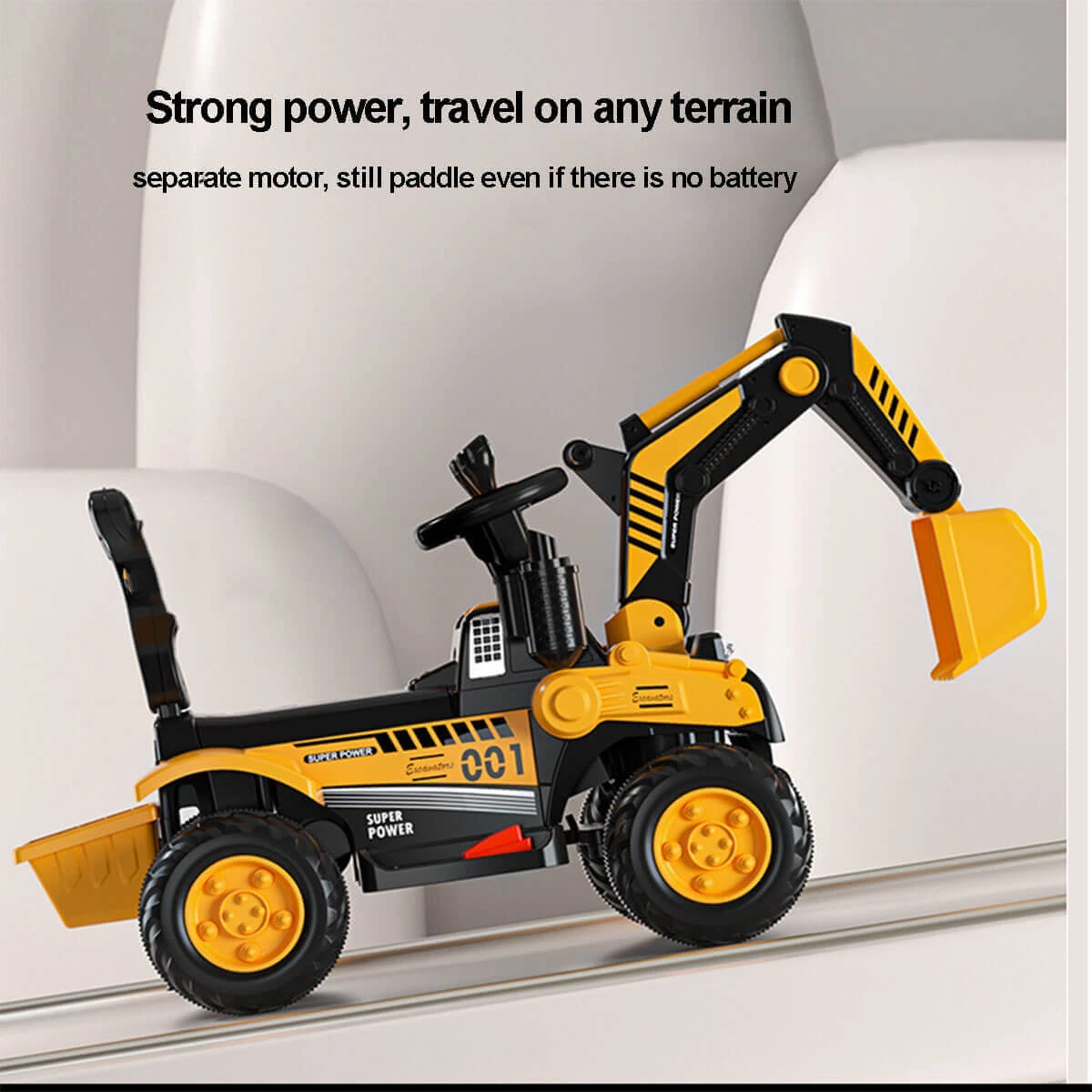 Toddler 3-in-1 Electric Excavator 6V Ride-on Stroller WIth Safe Belt Battery Power Excavator 8 Toddler 3-in-1 Electric Excavator 6V Ride-on Stroller WIth Safe Belt Battery Power Excavator - Image 8