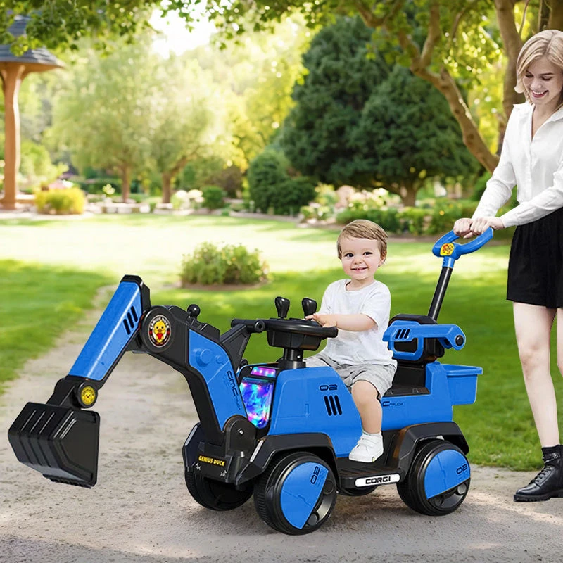 6V Electric Excavator Toddler Ride-On Toy Safe Belt Car Battery Powered With Parent Push Handle 3 6V Electric Excavator Toddler Ride-On Toy Safe Belt Car Battery Powered With Parent Push Handle - Image 3