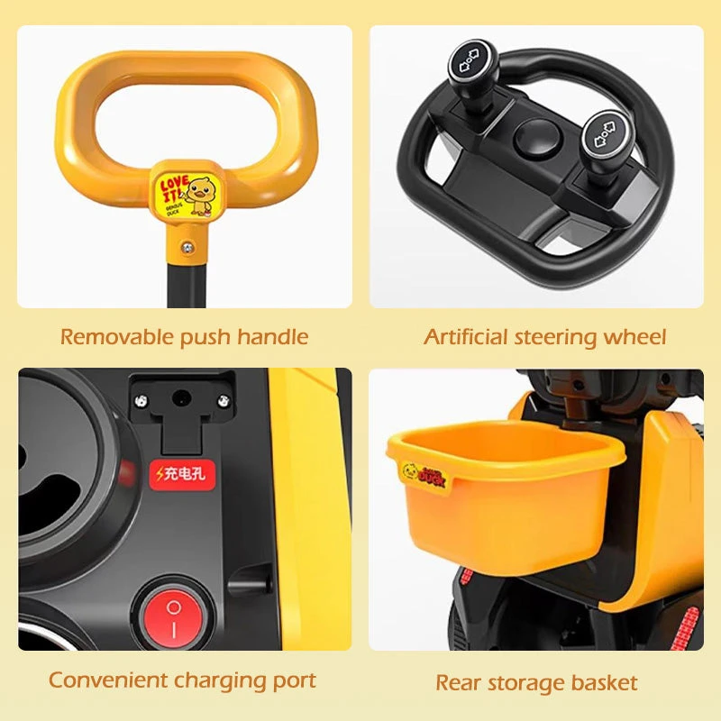 6V Electric Excavator Toddler Ride-On Toy Safe Belt Car Battery Powered With Parent Push Handle 12 6V Electric Excavator Toddler Ride-On Toy Safe Belt Car Battery Powered With Parent Push Handle - Image 12