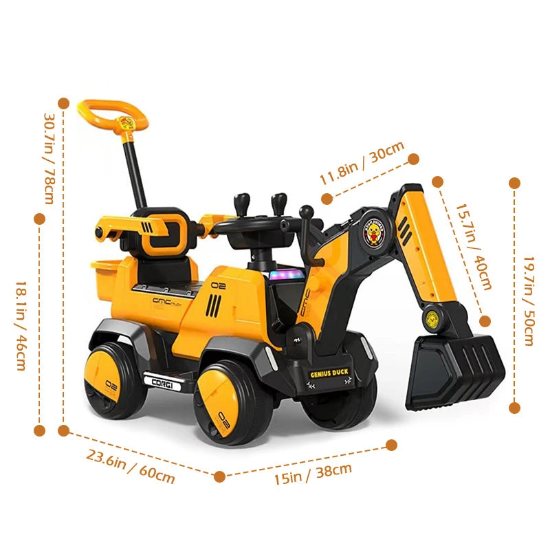 6V Electric Excavator Toddler Ride-On Toy Safe Belt Car Battery Powered With Parent Push Handle 13 6V Electric Excavator Toddler Ride-On Toy Safe Belt Car Battery Powered With Parent Push Handle - Image 13