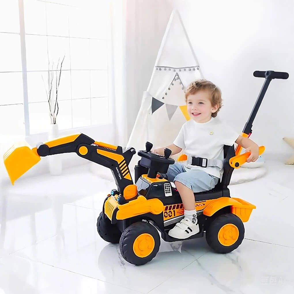 Toddler 3-in-1 Electric Excavator 6V Ride-on Stroller WIth Safe Belt Battery Power Excavator 1 Toddler 3-in-1 Electric Excavator 6V Ride-on Stroller WIth Safe Belt Battery Power Excavator