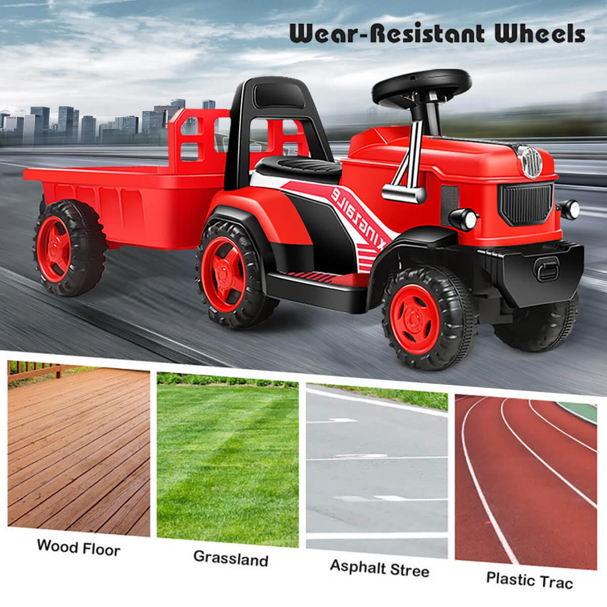 6V Electric Kids Ride On Tractor With Wagon Battery Powered Ride On Car For Boys & Girls 8 6V Electric Kids Ride On Tractor With Wagon Battery Powered Ride On Car For Boys & Girls - Image 8